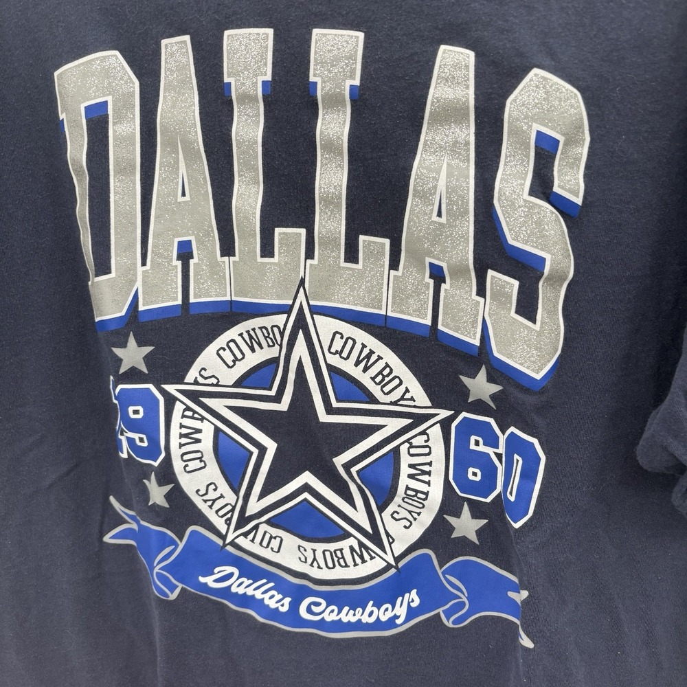 Vintage Glitter Dallas Cowboys Shirt Mens Medium Blue 90s Football NFL USA - Picture 2 of 5